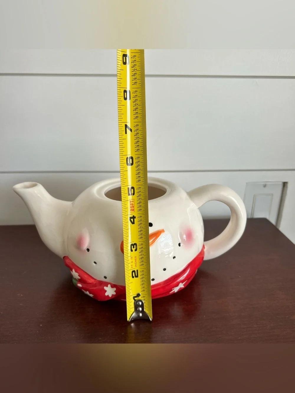 Festive Red Snowman Teapot - Holiday Home Decor